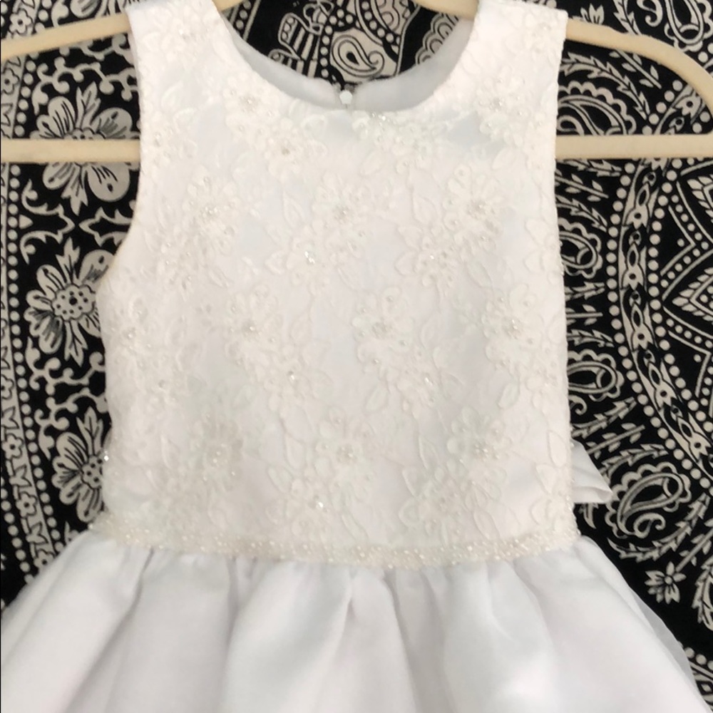 GIRLS COMMUNION SILK ORGANZA -LACE W/ PEARLS
